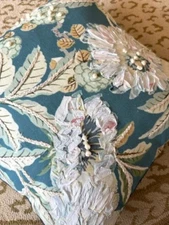 Celerie Flora Complete Pillow Island Blue 18" Embroidered Applique Celery More+