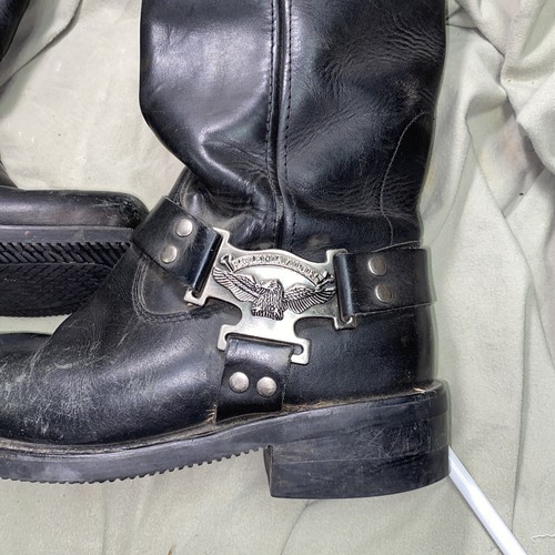 Leather Biker Motorcycle Boots Black 