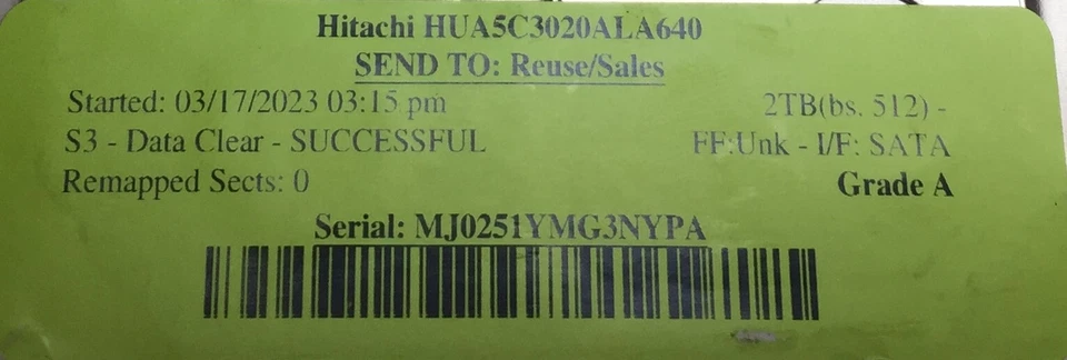 Hitachi HUA5C3020ALA640 2TB 3.5" SATA 3 Desktop Hard Disk Drive HDD - Image 2 of 4