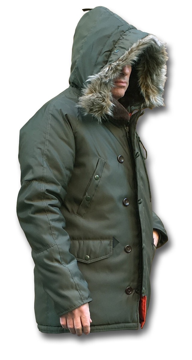 GREEN MAN。 SILVERMANS N3B EXTREME COLD WEATHER PARKA WITH HOOD, GREEN or
