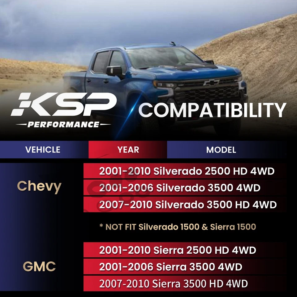 Комплект концов анкерного стержня KSP для полного привода Chevy Silverado GMC Sierra 2500HD 3500HD 2001-2010 годов выпуска - Изображение 2 из 4