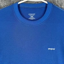 Patagonia Mens Shirt Small Blue Waffle Knit Long Sleeve Base Layer Activewear