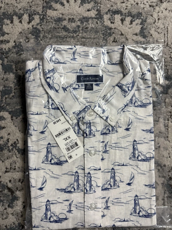 Club Room Men’s Linen Short Sleeve Shirt Size 2XL NWT - Image 2 of 2