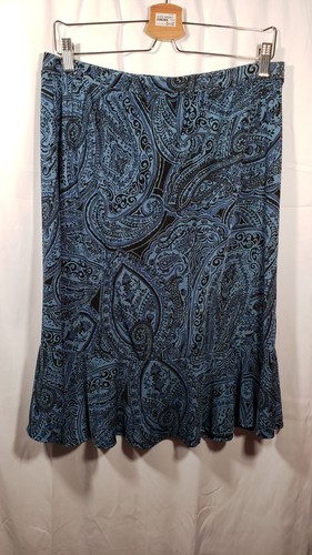 Jaclyn Smith Women's Paisley Black Blue Skirt Ruffled Hem M - Picture 2 of 2