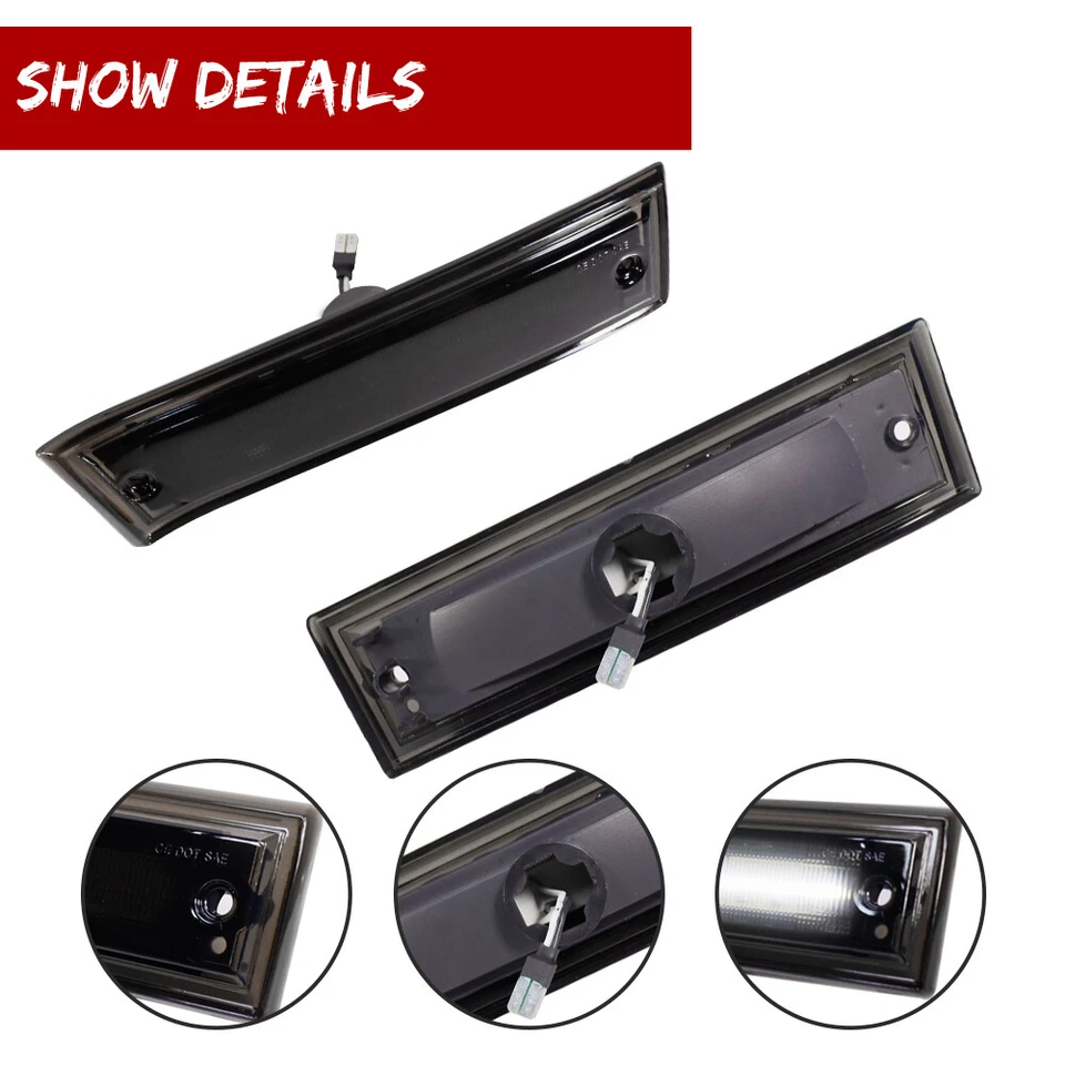 Luz marcadora frontal LED blanca con lente de humo para 81-91 Chevrolet C10 C20 C30 GMC Foto 3 de 4