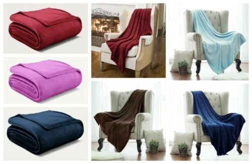 ADAM GEE Luxury Flannel Blanket Soft Warm Reversible Fleece Blanket Throw Queen-King Size