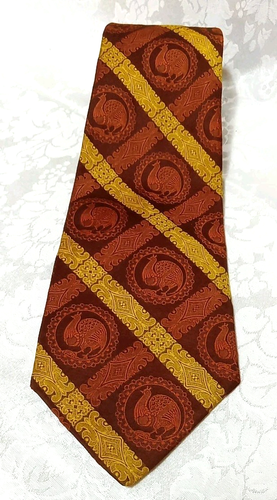 Vintage 4.5" Wide Neck Tie Cylon Cravats Men’s Tie Rooster Chicken/Bird 54"
