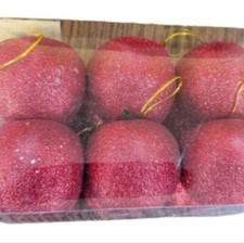 Set of 12 Sparkly Apple Ornaments Glitter Holiday Decor