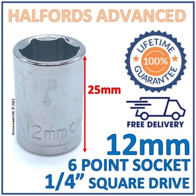 Halfords Advanced 12 mm 1/4 Zoll Vierkant 6 Punkt Buchse - lebenslange Garantie
