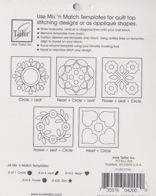 June Tailor Jt411 Mix-n Multi-colour Circles Match Templates For Quilters