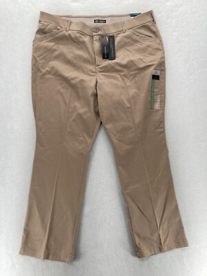 Lee Flex Motion Pants Women's Plus 22W Brown Stretch Straight Leg Career  Casual