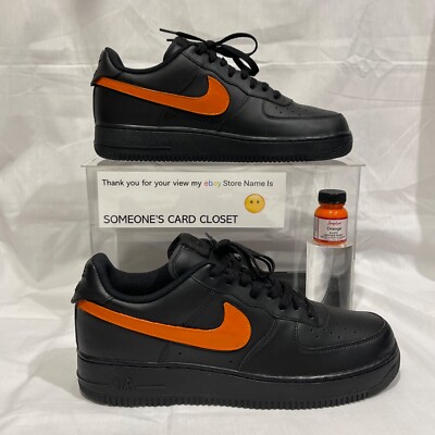 Nike Air Force 1 Low Black (Orange Custom Painted Swoosh) SC-#55B