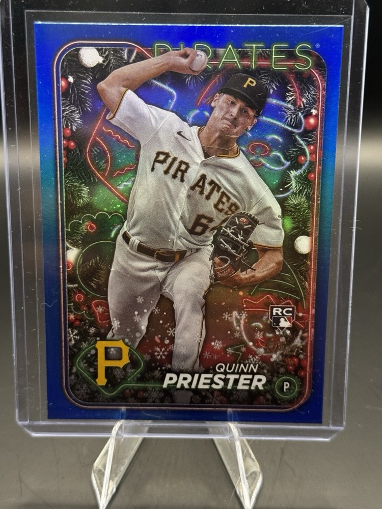 2024 Topps Holiday - Quinn Priestley Blue Foil Parallel SP (RC)
