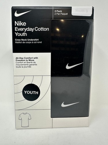 Nike Everyday Youth Crew Neck 2-Pack Undershirt - Black/Black, F2(B401T) - Picture 3 of 4