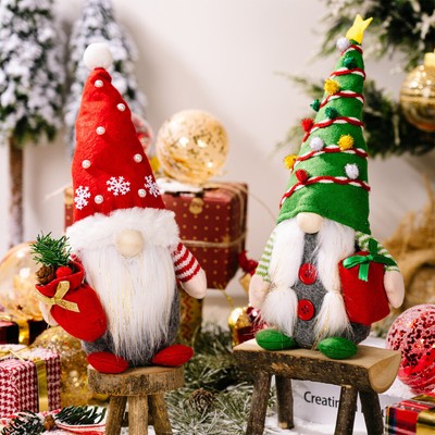 2Pcs Christmas Gnome Doll Old Man Xmas Gonk Dwarf Elf Decorations NEW