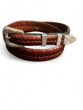 Men’s Business Casual Hand Laced Belt Mens Western Leather Belts Tan