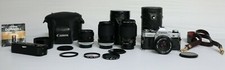 Canon AE-1 35mm Film Camera Lot w/50mm f/1.8, 28mm f/2.8 100mm f/4 Macro extra 