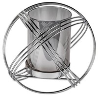 Deko Windlicht Kugel 20Cm Silberfarben Metall Und Farbigem Glas Teelichthalter