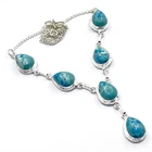 Caribbean Larimar Gemstone Handmade Jewelry Necklace 18" CHK99