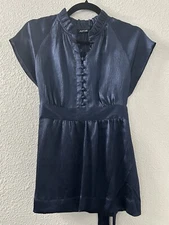 APT 9 Womens Sz S Empire Waist Tie in Back Button Blue Blouse