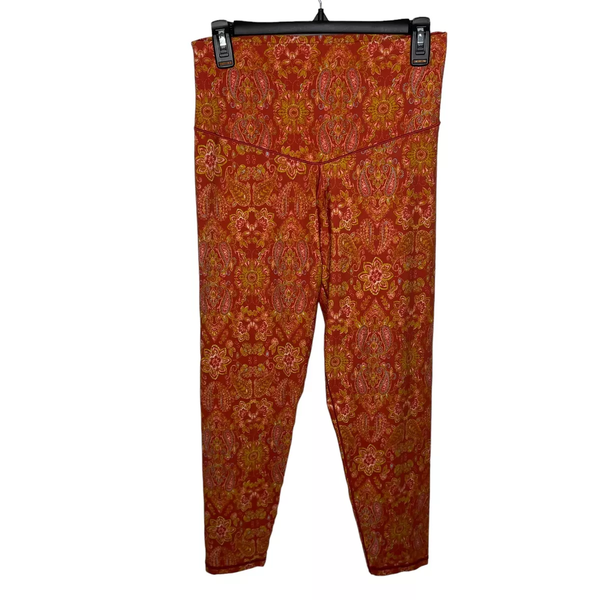 Aerie Leggings Womens XL Orange Paisley High Waisted Chill Play Move  Stretch