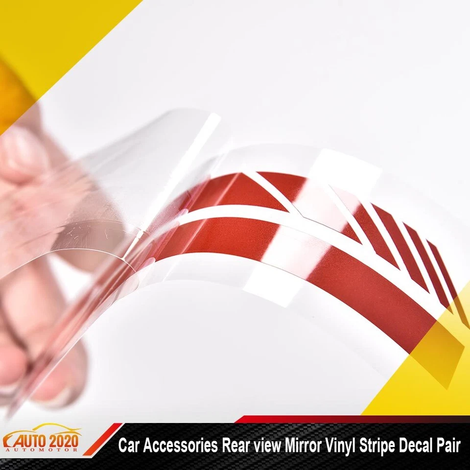 Red 5D Rearview Mirror Cover Car Sticker Trim Reflective Stripe Decal Waterproof Foto 3 de 4