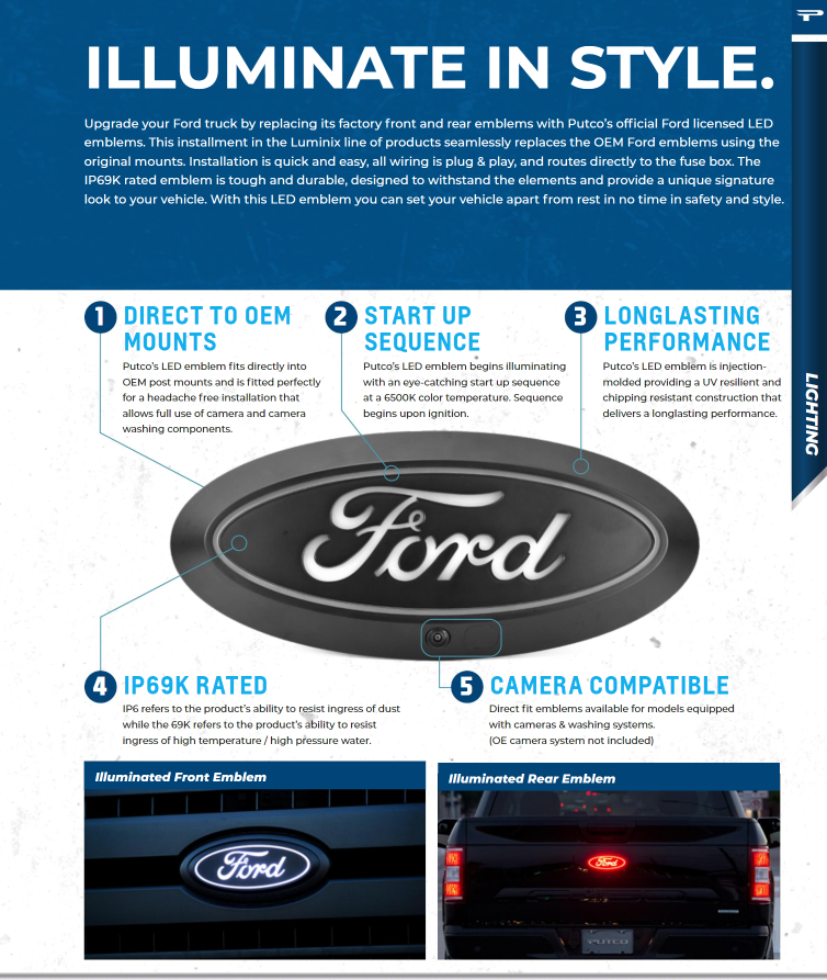 Putco Luminix White LED Emblem Grille Light For 17-19 Ford F250 F350 w ...