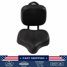 Bike Saddle Seat + Backrest Bicycle Extra Wide Comfort Leather Cushion Soft Pad