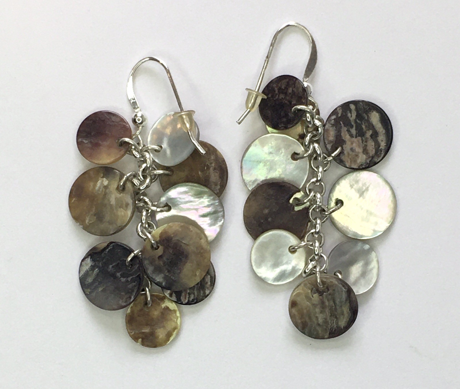 Cascading Dangle Drop Shell Earrings MOP Mother o… - image 1