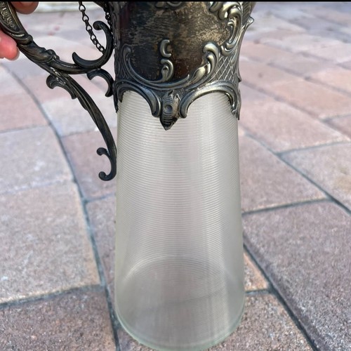 Ornate Antique Victorian Threaded Glass & Silver Plating Carafe/Pitcher/Ewer - Picture 9 of 18