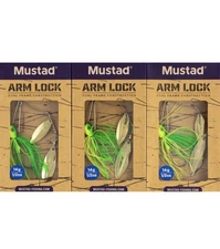 (LOT OF 3) MUSTAD ARM LOCK SPINNERBAIT 1/2OZ ALSBDW-LC-14-1 LIME CHART