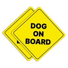 Dog on Board Car Sign - Sticker or Magnet  Reflective Magnet Yellow, 2 Pack