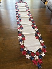 Ridgefield Home Americana Patriotic Table Runner Cutouts Polyester 68" x 13"