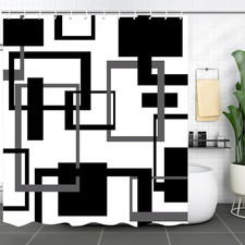 Abstract Geometric Shower Curtain Mid Century Minimalist Shower Curtain for Bath