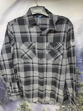 Samual Adams Mens Size Medium Button Up Plaid Beer Shirt Logo