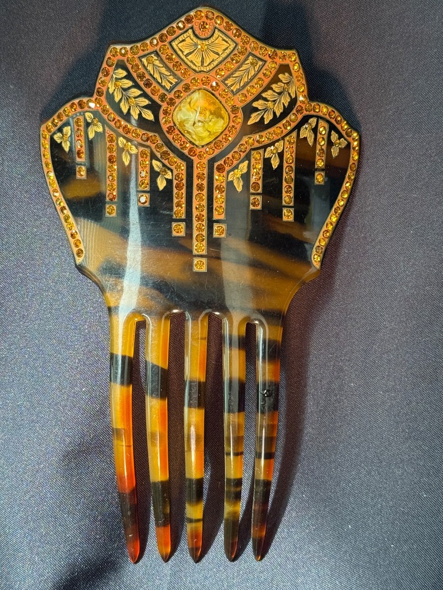 Large Celluloid Spanish Mantilla Hair Comb Vintage Faux  display picture 2