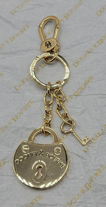 Dooney & Bourke Gold Metal Key Chain Lock Key Medallion Accent--NEW-READ!!