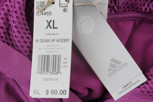 Adidas Damen Loose Fit Gear Up Hoody Sweatshirt XL Flieder Neu mit Etikett - Bild 10 von 11