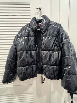 Tommy Hilfiger woMen s Navy Puffer Jacket Water Resistant Zip Stand Collar Sz S