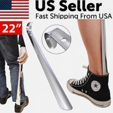 22in Extra Long Handle Shoe Horn Stainless Steel Metal Shoes Remover Shoehorn US