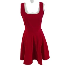 Lulus Size M Home Before Daylight Red Skater Mini Dress 