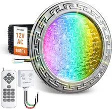 SURAIELEC Inground Pool Light  10 Inch Color LED 12V  100ft Cord Remote + App