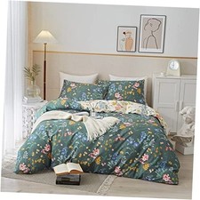 Floral Duvet Cover King King 1 Duvet Cover  2 Pillow Shams Green and White