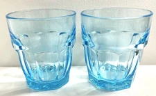 2 Bormioli Rocco ICE BLUE Vtg Lowball Rocks Bar Glasses Whiskey 8oz
