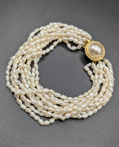 Multi-Strand Freshwater Rice Pearl Bead Bracelet