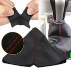 Universal Pu Manual Gear Automatic Knob Shift Lever Dust With Cover Red Seams