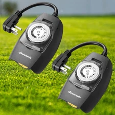 2 Pack Waterproof Outdoor Timer 24 Hour Programmable for Lights Holiday Decor