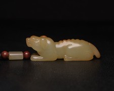 Certified Natural Hetian Jade Hand-carved Zodiac Dog Statue Pendant 3191