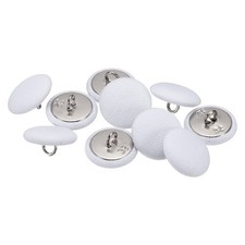 10 Pezzi 20mm Tessuto Panno Rivestito con Gambo in Metallo Bottoni da Cucire Rotondi, Bianco