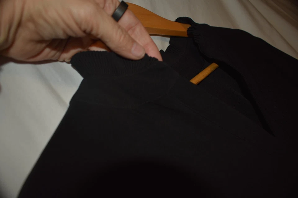 Anne Klien Negro Volantes Cuello Talla XL Elegante P-6 Foto 4 de 4